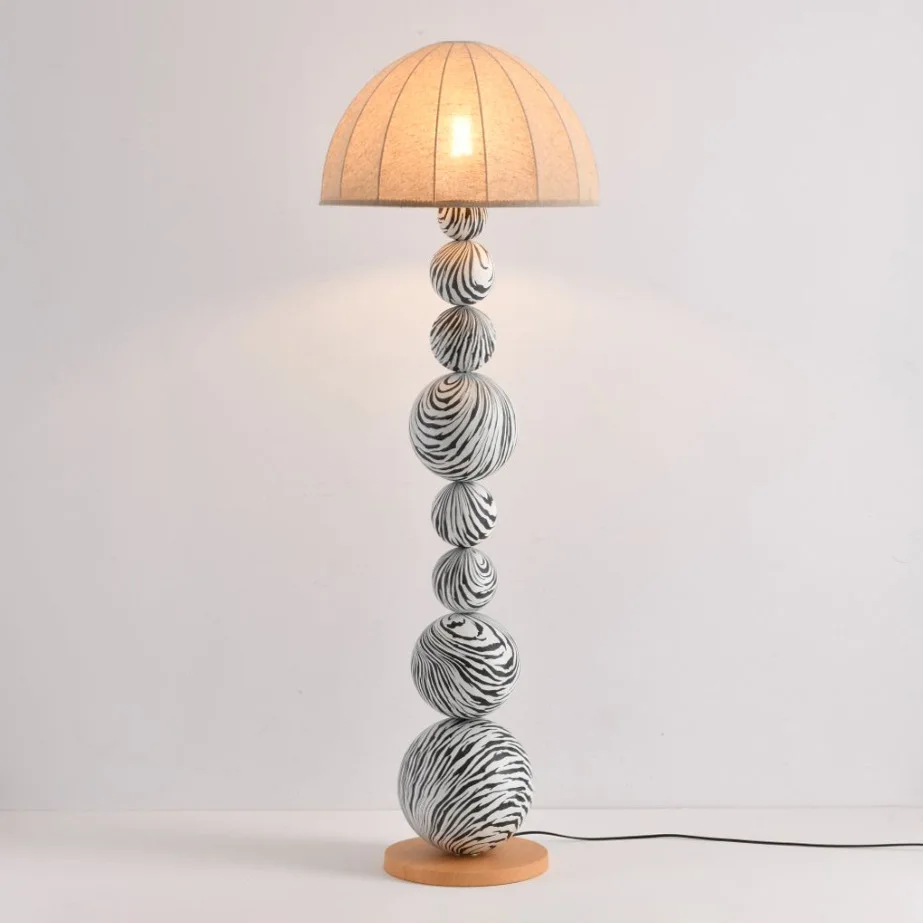 Nordic Zebra Pattern Metal Art Floor Lamps Multi Layer Spherical Body Led Lights Bedroom Living Room Study Indoor Lighting Decor