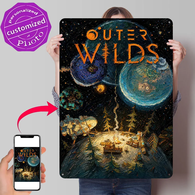 Outer Wilds Game Poster Retro 3D Printed Metal Signs Customized Wall Hanging Gift for Bedroom Decoration Room Vintage Decor Home