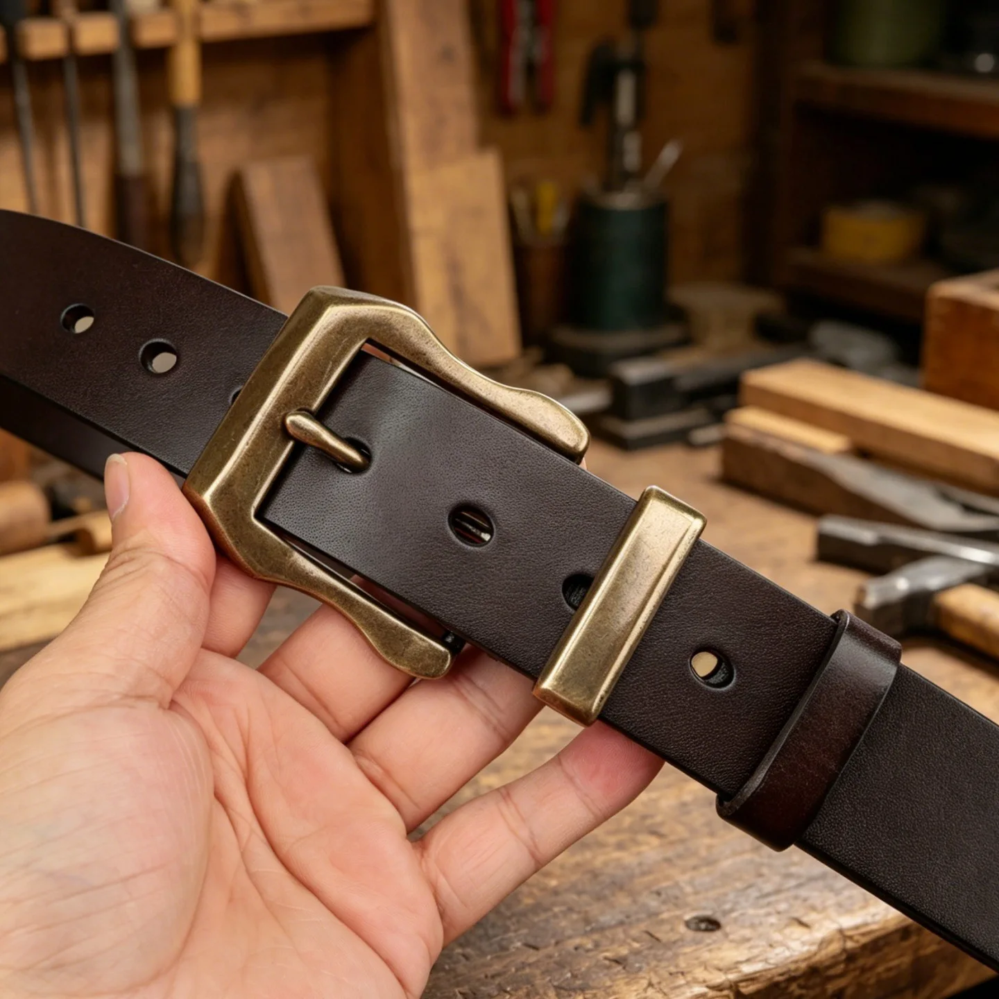 Men's Handmade Retro Copper Needle Buckle Belts,Genuine Leather Top Layer Cowhide Casual Personalized Desgin Jeans Belt for Man