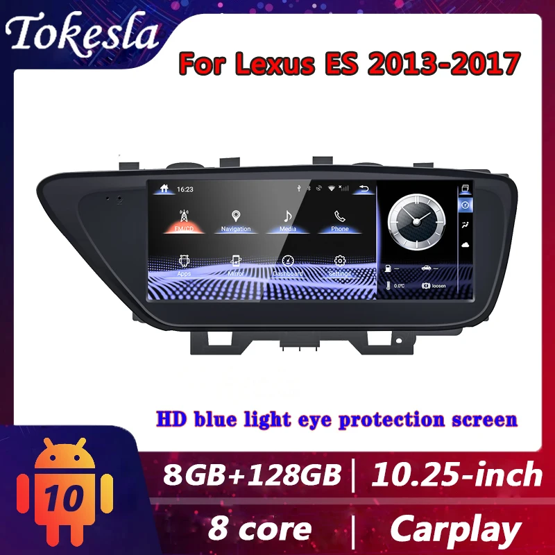 Tokesla For Lexus ES Android Auto Car Radio Multimedia Dvd Players Touch Screen Stereo Receiver 2 Din Carplay Gps Navigation 4G