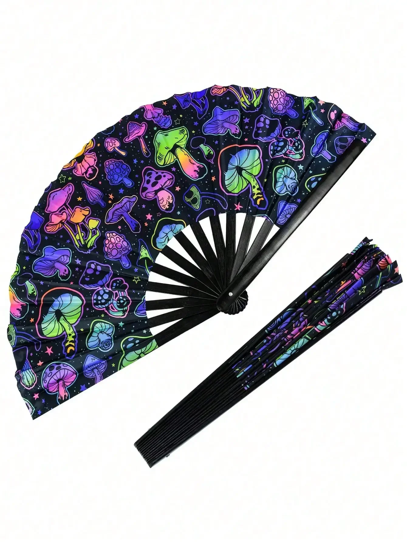

1pc Large Foldable Handheld Rave Fan With Carrying Bag, Suitable For Dance Performances, Music Festivals, Carnivals, Rainbow Cos