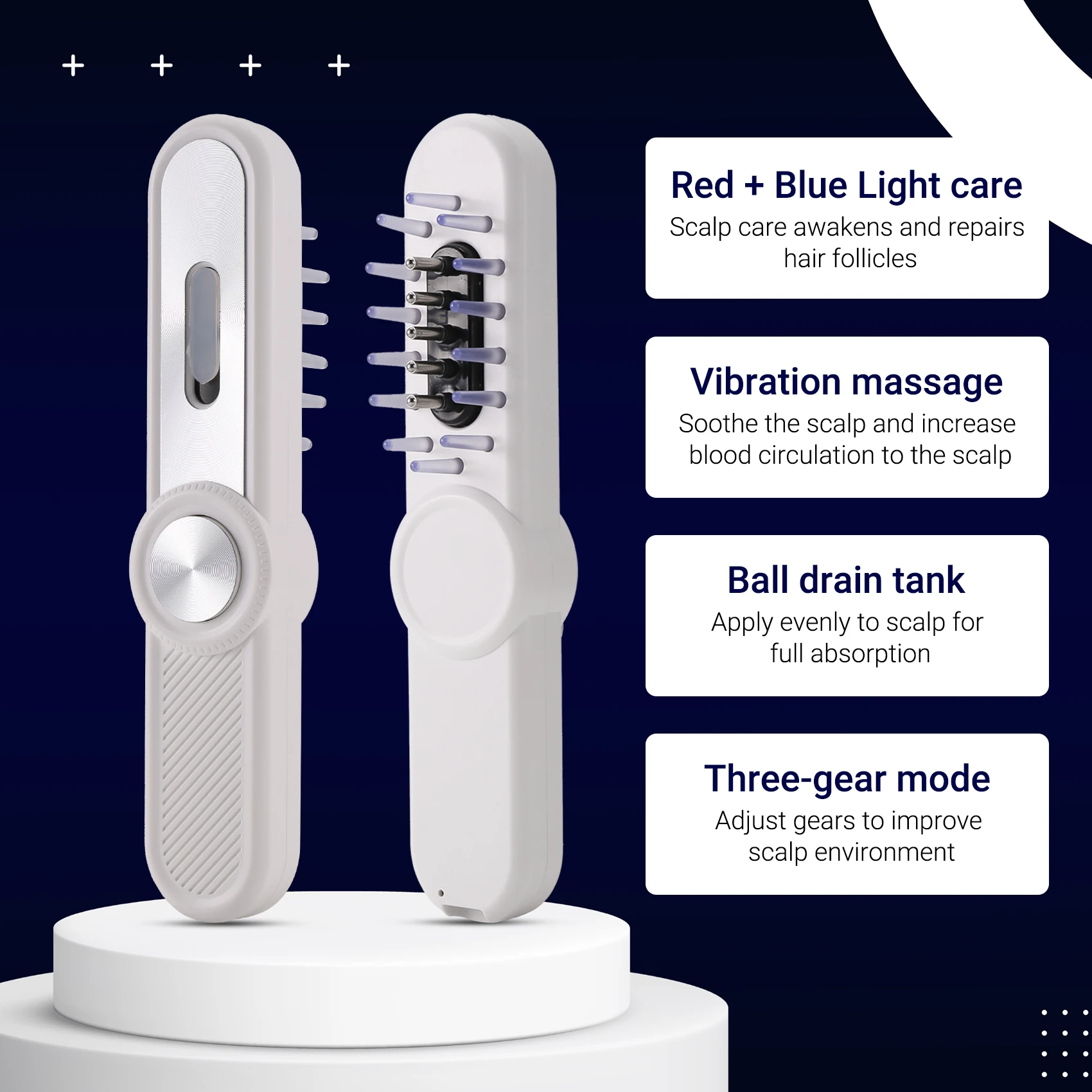 Electric Hair Oil Applicator With Red Blue Light For Women Men Sturdy Multifunctional Handheld Heads Scratcher Massager-Y48A