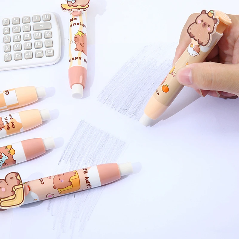 Милый ластик капибара с нажимом, мягкие школьные принадлежности, чистый беспорядок, канцелярский ластик для офиса, студента, подарок для детей