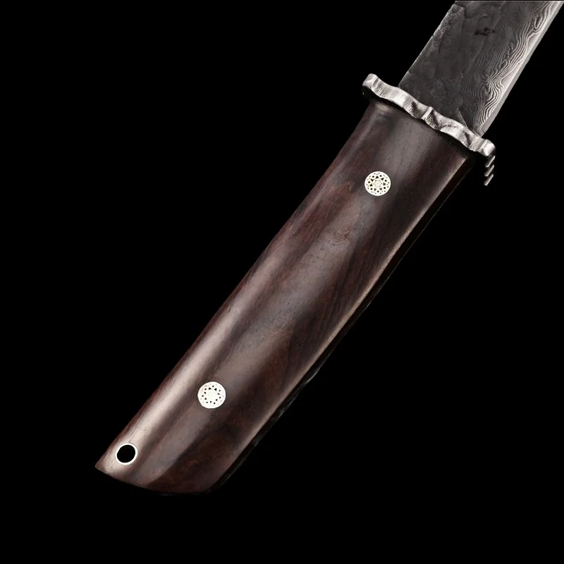 Нож для самообороны из дамасской стали с черным сандаловым деревом, кованое вручную лезвие, коллекция, нож для выживания в дикой природе, бытовые фрукты-C