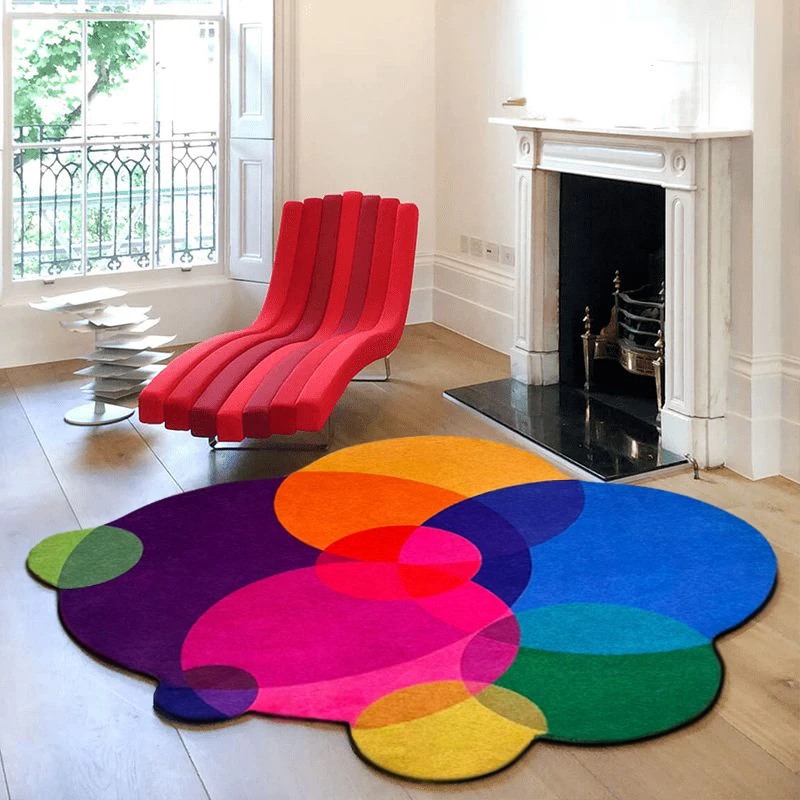 

Luxury Carpets for Living Room Dopamine Bedroom Decor Irregular Carpet Creative Colorful Bedside Floor Mat Fluffy Soft Plush Rug