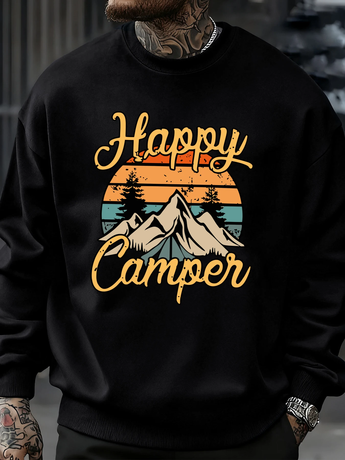 سعيد العربة جبل طباعة الصوف أساسيات الشارع الشهير الذكور س الرقبة الخريف البلوز Crewneck فضفاض هوديي الرياضة العصرية القمم #1