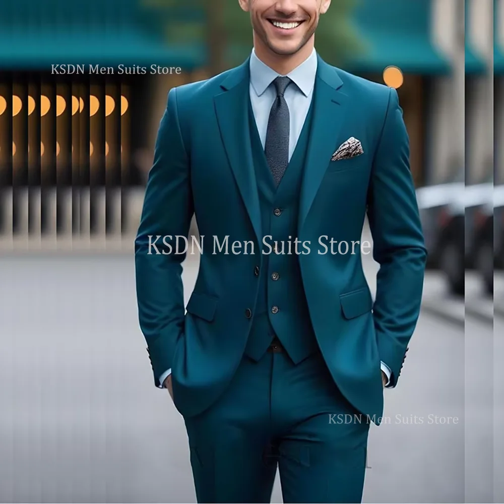 

Customized High Quality Men's Suits For Weding Blazer Single Breasted Notch Lapel Slim Fit Male Clothing 3 Pcs Jacket Pants Vest