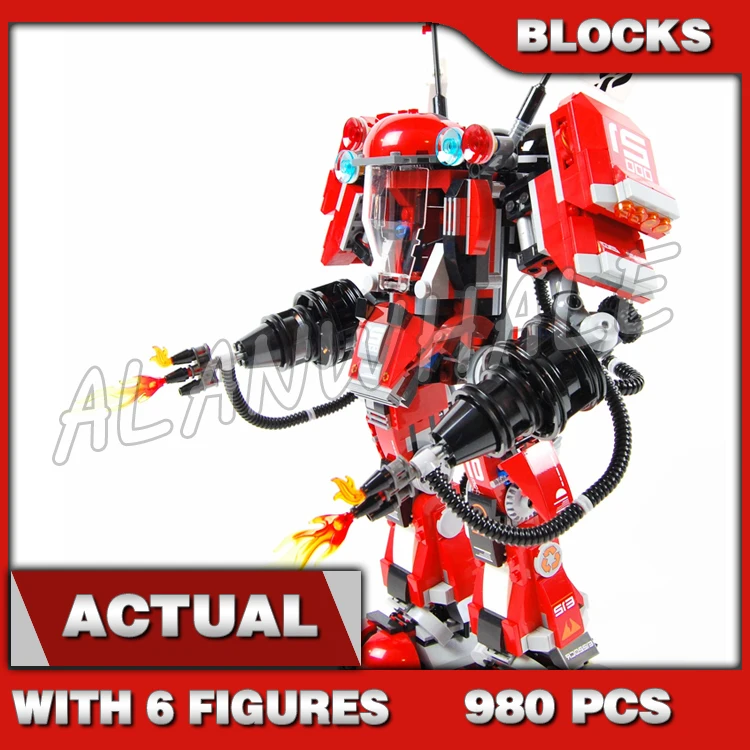 980pcs New  Fire Mech Battle Huge Red Robots Flame 10720 Building Blocks Assemble Sets Bricks Compatible with Model