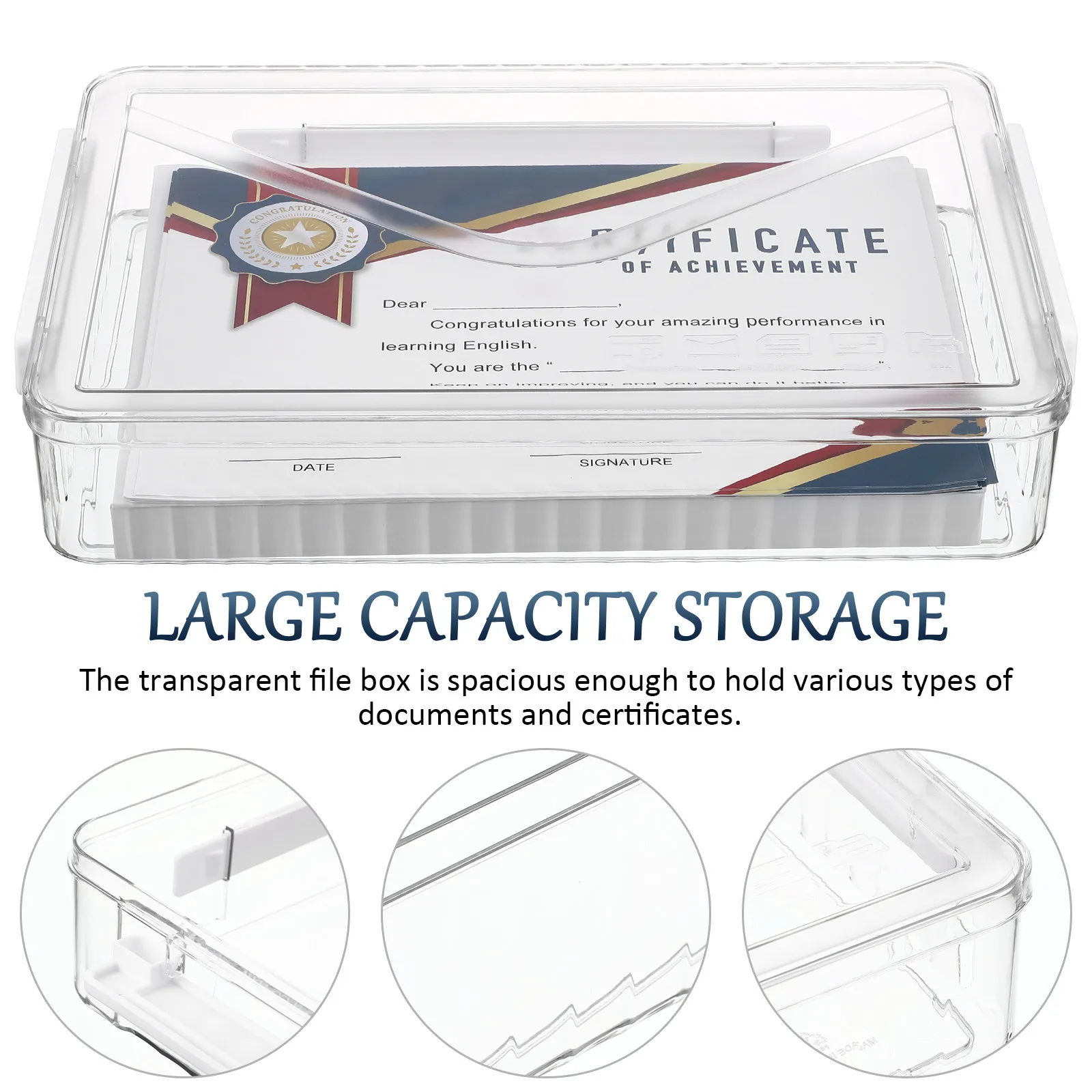 Transparent Document Organizer Box Large Capacity Plastic File Storage Case Magazine Storage Box Portable File Organizer