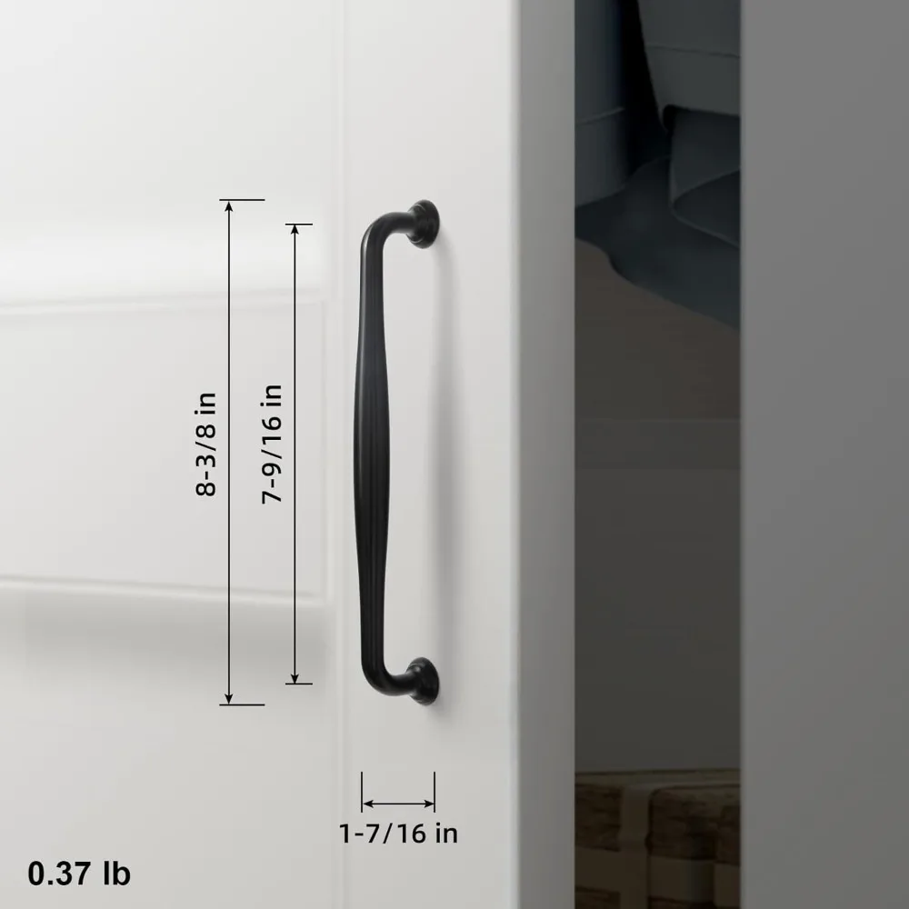 Poignées d'armoire modernes noir mat, paquet de 7, centre à centre 9/16, poignées coniques élégantes pour meubles classiques et contemporains