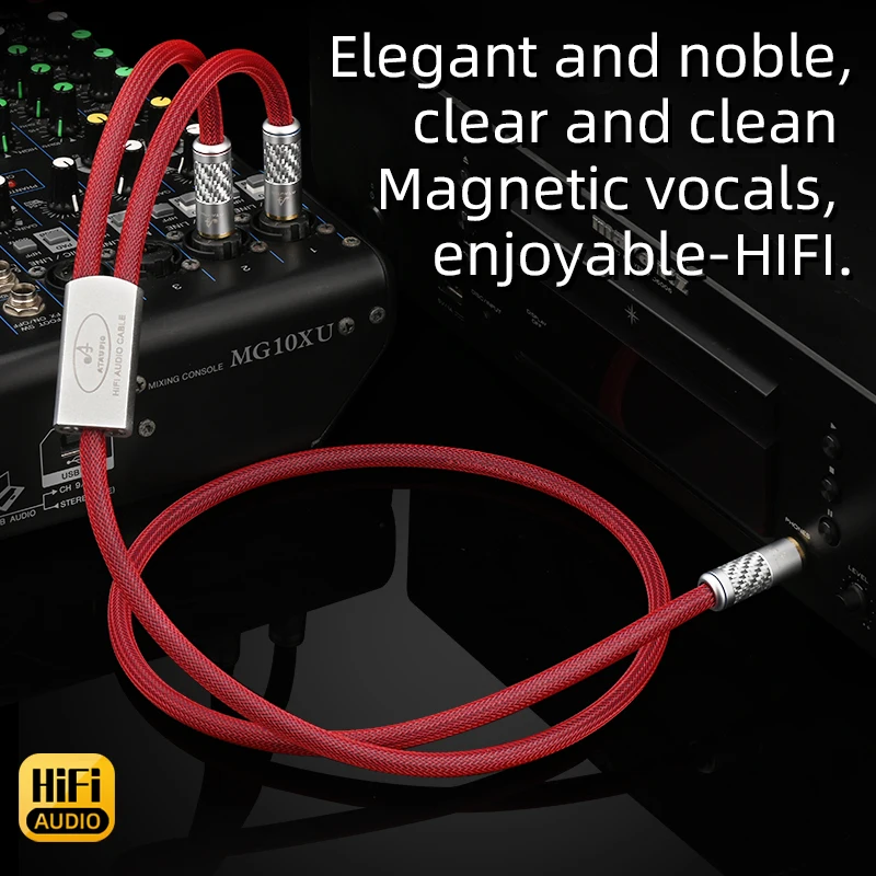 ATAUDIO 6N Sterling Silver HiFi 6.5 to Dual 6.5 Cable for Mixer Speaker Amplifier 1/4 Inch TRS to Double 6.5mm TS Audio Cable