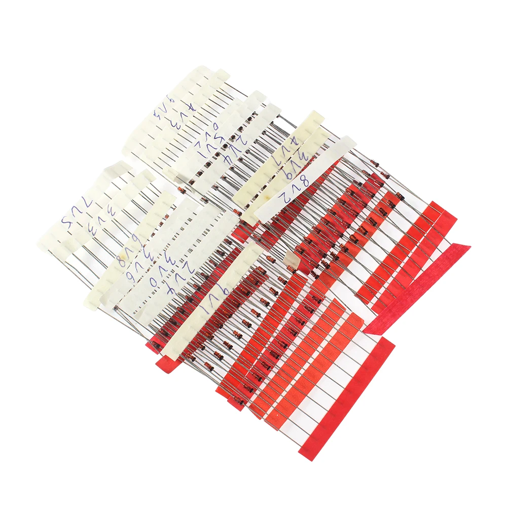 150 Stuks 1/2W Zener Diode 2.4V ~ 9.1V 15 Waarden Spanningsregelaar Diode Assortiment Set, Voor Voedingen En Diy Elektronica