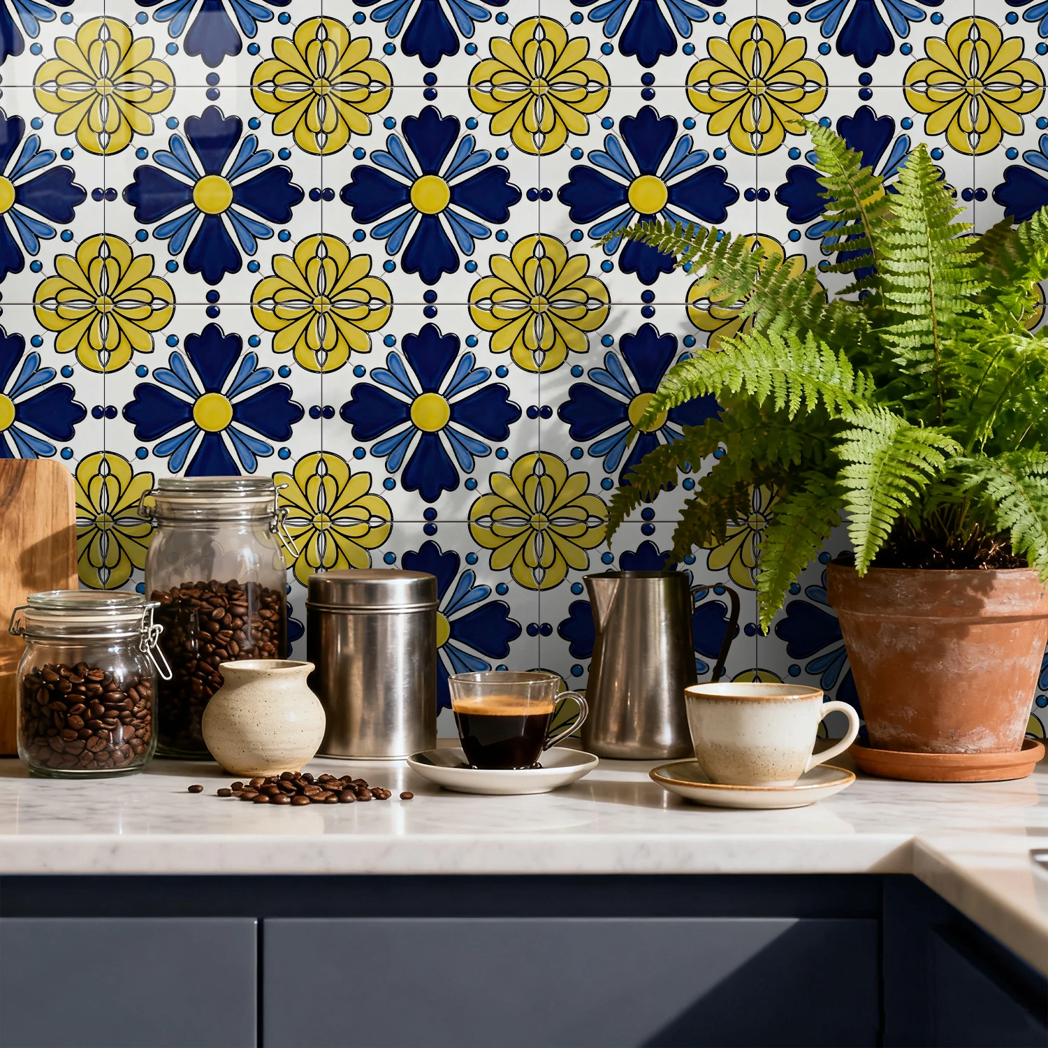 

Vintage Star Mosaic Self-Adhesive Wall Stickers HD Matte Tile Decals for Kitchen Bathroom Home Decor 24PCS 10/15/20cm