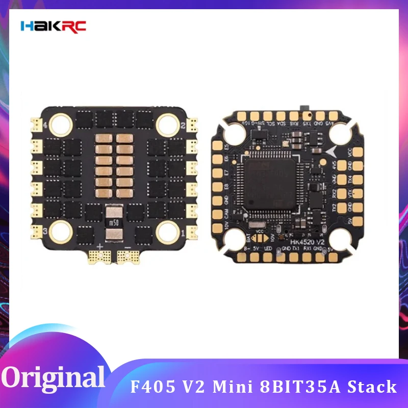 

HAKRC F405 V2 F4 Mini Flight Controller with 8BIT35A 4in1 ESC Stack Dual BEC DShot150/300/600/1200 PWM for RC FPV Racing Drone