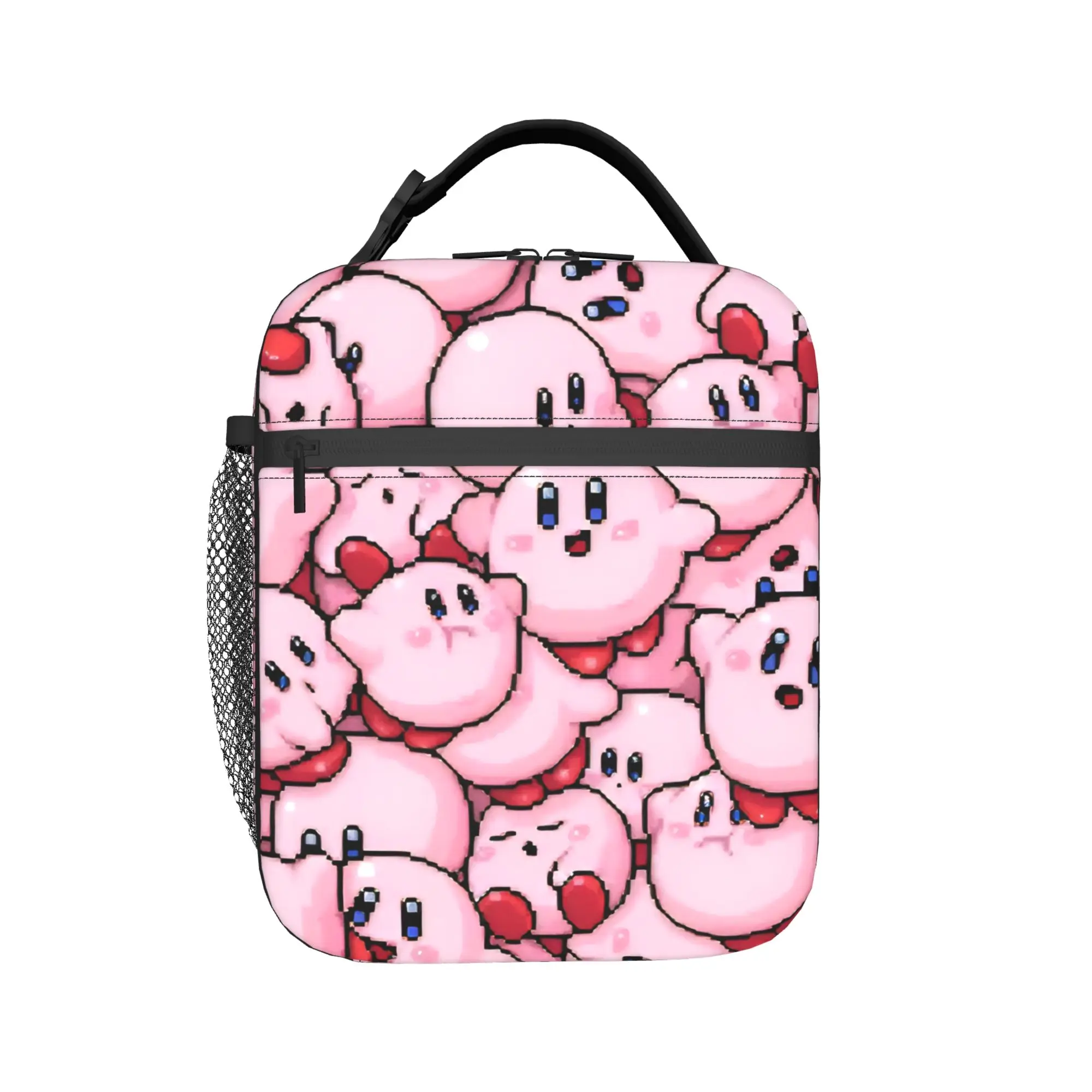 

pink kirbys funny game Thermal Insulated Lunch Bag for Travel Portable Food Bag Men Women Cooler Thermal Food Box