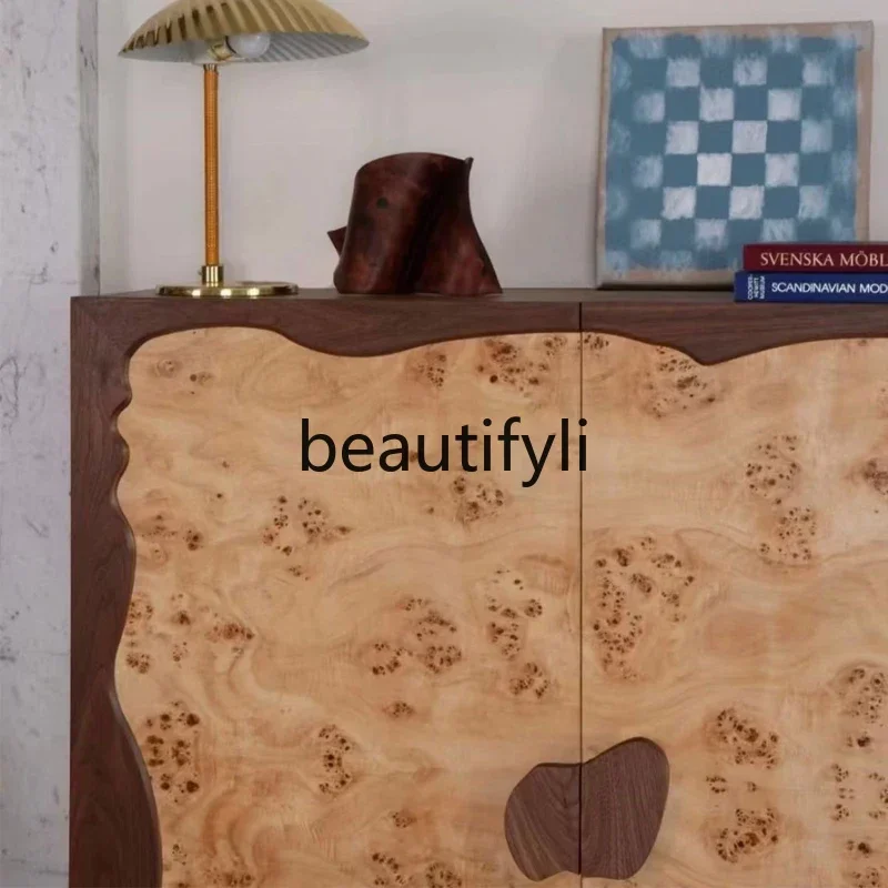 

Medieval solid wood porch cabinet foyer walnut locker