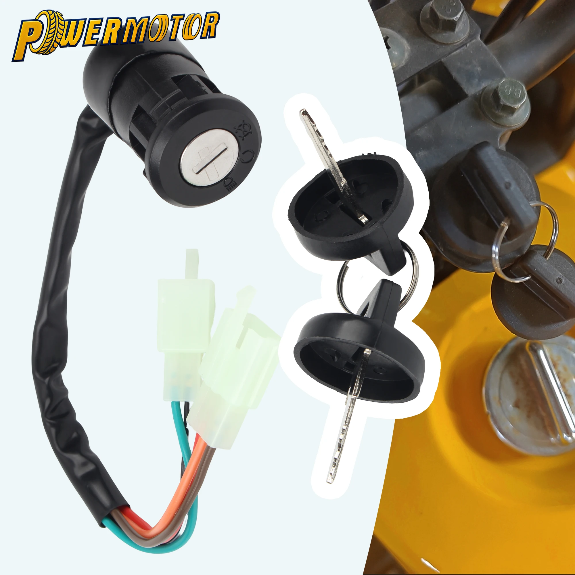 

ATV Motorcycle 5-Wire 3-Position Ignition Start Switch Lock Key With Dustproof Cap Universal Parts Dirt Pit Bike Accessories