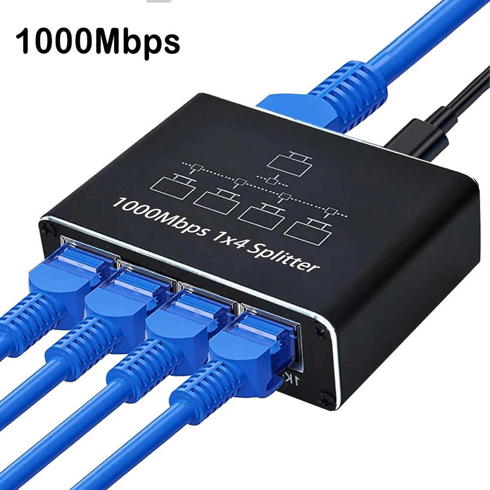 

1 to 4 1000Mbps Gigabit Internet distributor fast Ethernet splitter, plug and play, widely compatible with home office business