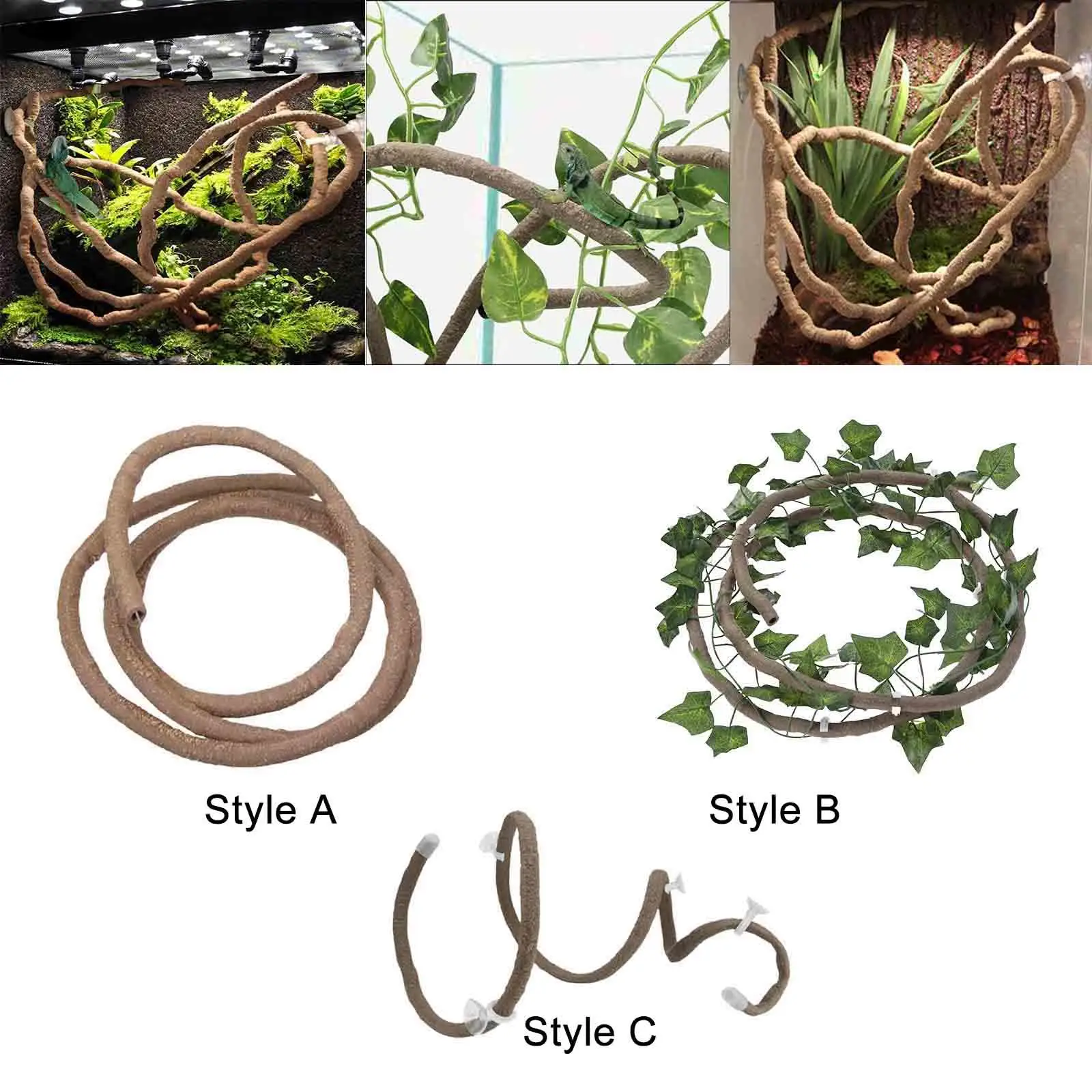 Terrarium Reptile Vines for Reptile Enclosur Reptile Terrarium Decor for Chameleon Bearded Dragon Leopard Gecko Snake