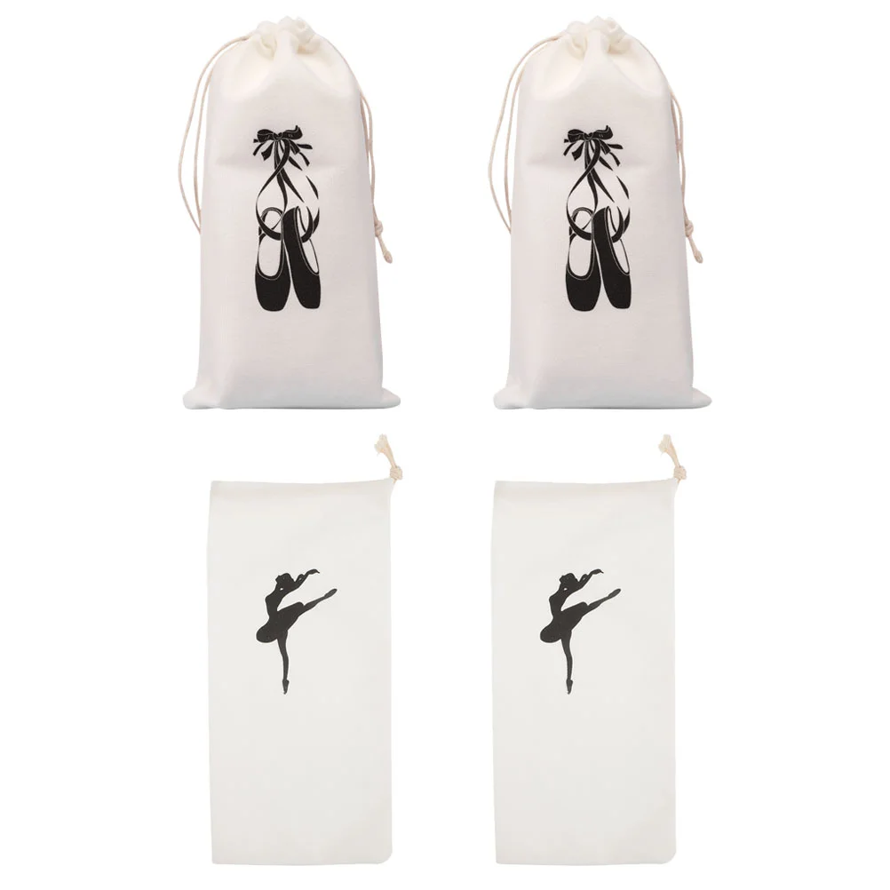 4 Pcs Ballet Shoes for Girls Bag Pointy Bags Drawstring Storage Pouches Dancing Travel