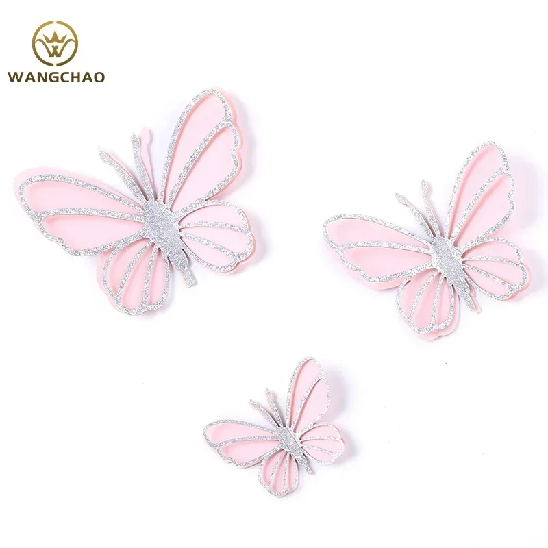 Pearl Butterfly Cake Topper Happy Birthday Romantic Wedding Baby Shower Baking  Decoration Party Favors