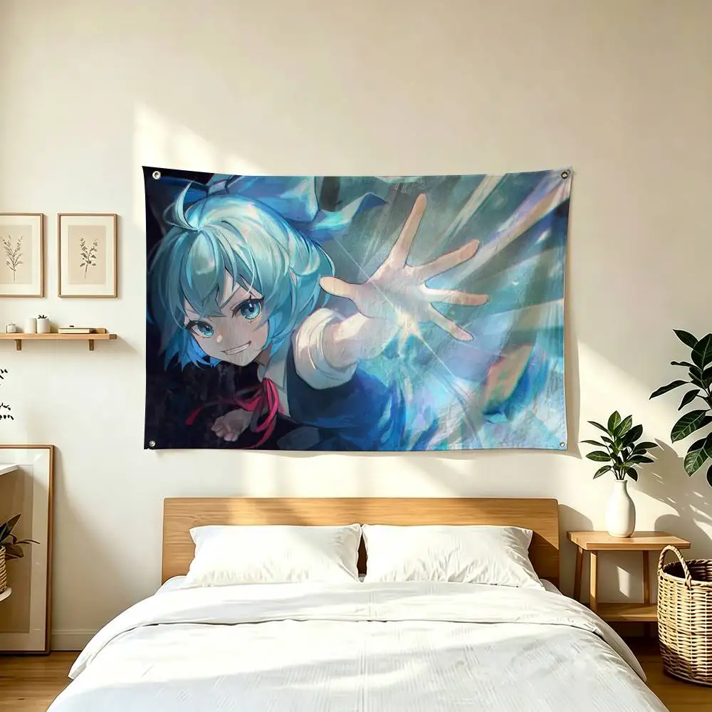 C-Cirno Touhou Project Game Flags Wall Hanging Tapestry Outdoor Garage Room Decorative flag Background Blanket