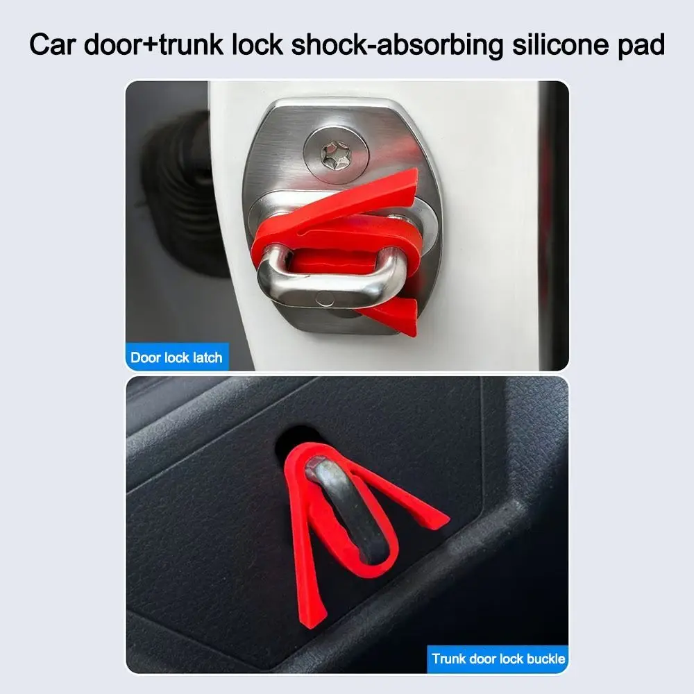 4Pcs Silicone Car Door Lock Sound Deadener Buffer Soundproofing Seal Door Lock Cover Sound Reduction Shock Absorption
