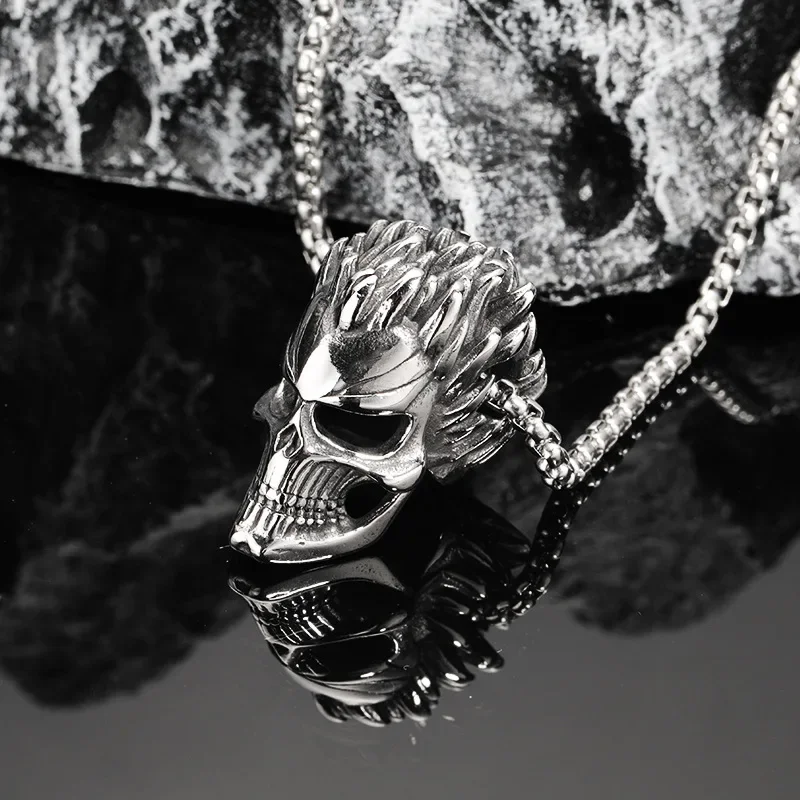 

Retro Ghost Head Men's Pendant Personalized Hip-hop Street Stainless Steel Men'S Necklace Chain