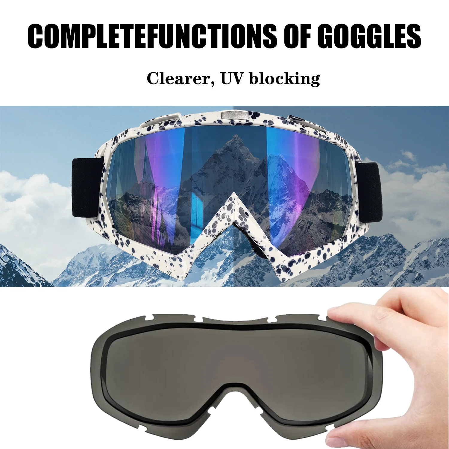 Windproof Motocross Goggles Riding Glasses ATV Dirt Bike Motorcycle Googles Ski Racing Helmet Goggles for Adults Men Women Youth