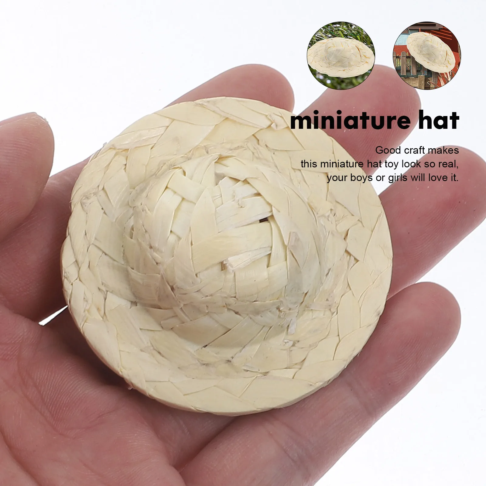 10Pcs Mini Straw Hats Miniature Decorative Hats for Crafts DIY Hair Accessories Party Supplies Home Decor Woven Hat Ornament