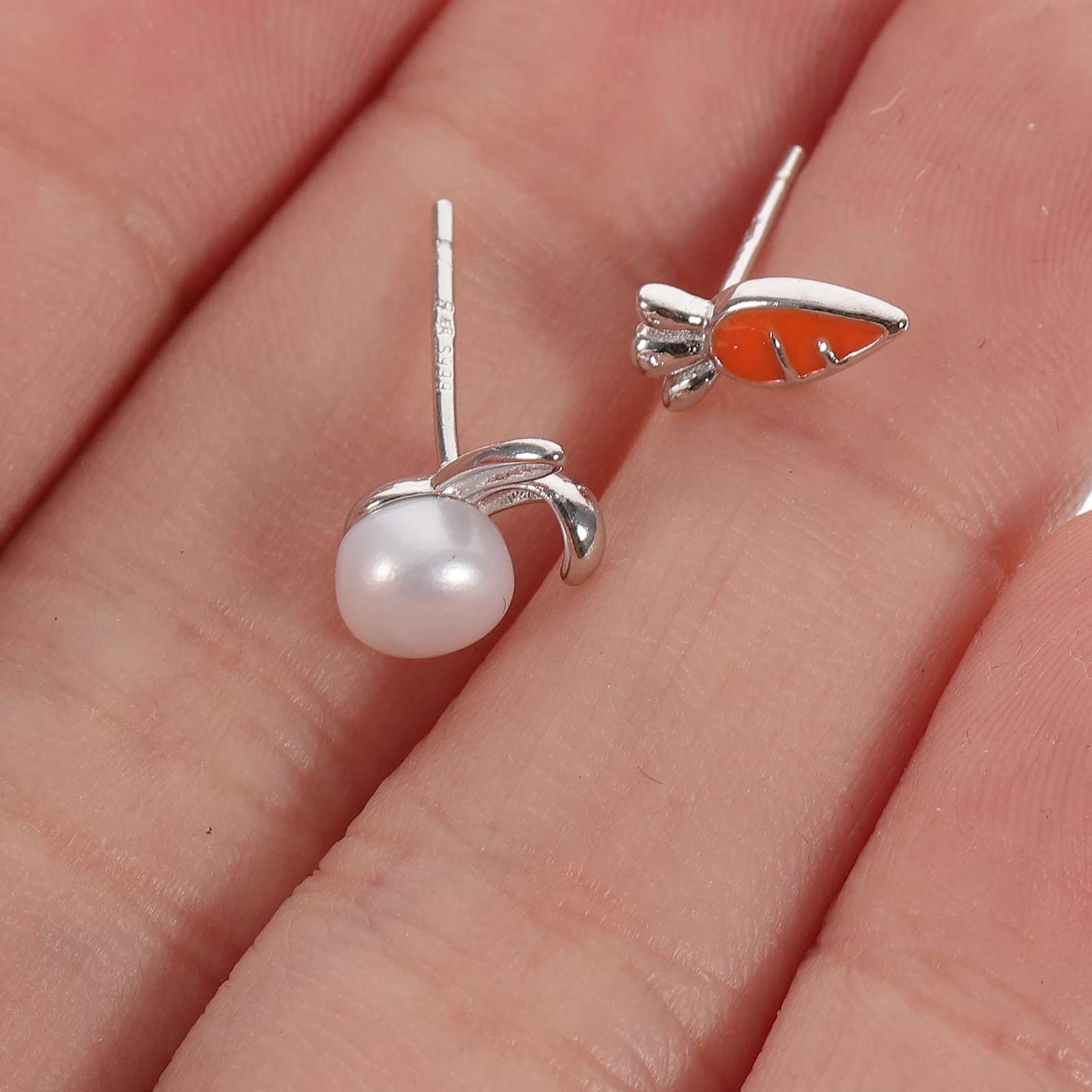 

Earrings Carrot for Women Ladies Gifts Jewelry Novelty Silver Girls Child