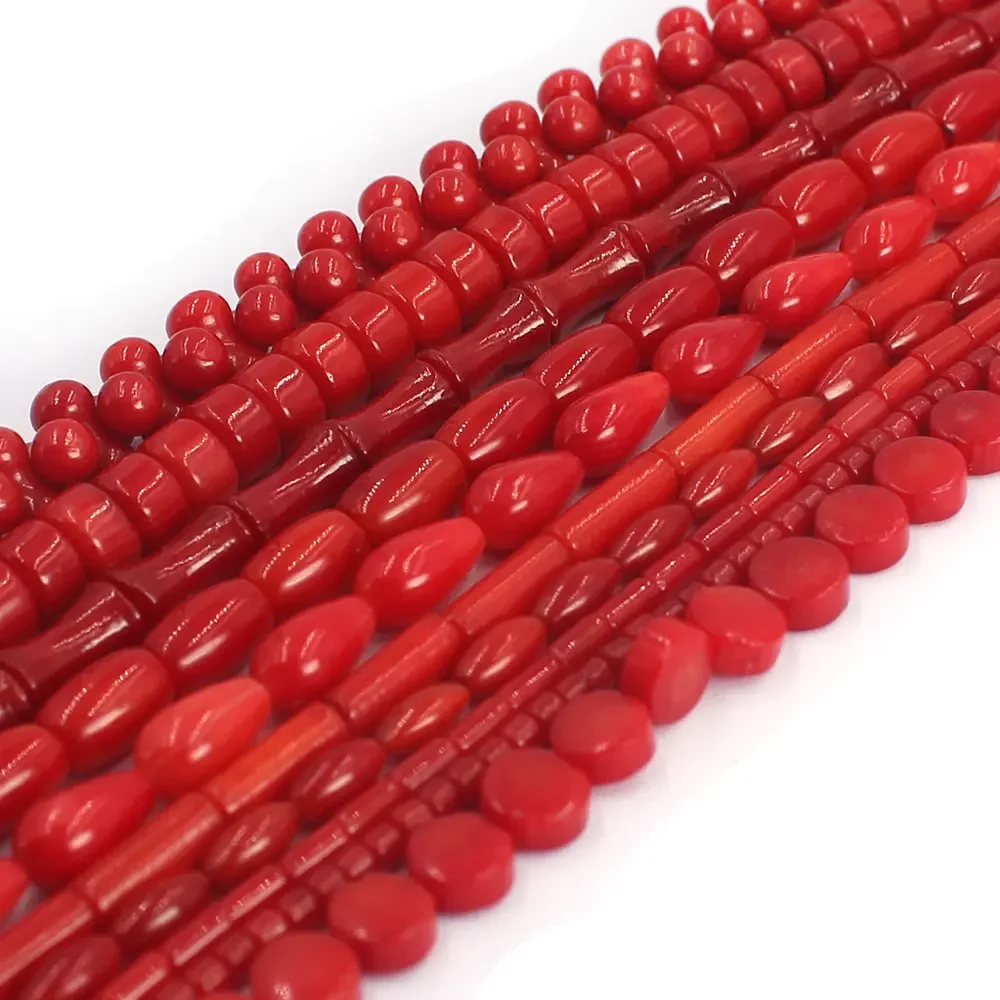 Natural Red Sea Bambo Coral Irregular Shape Loose Isolation Beads for Jewelry Making DIY for Bracelet Necklace Accessories