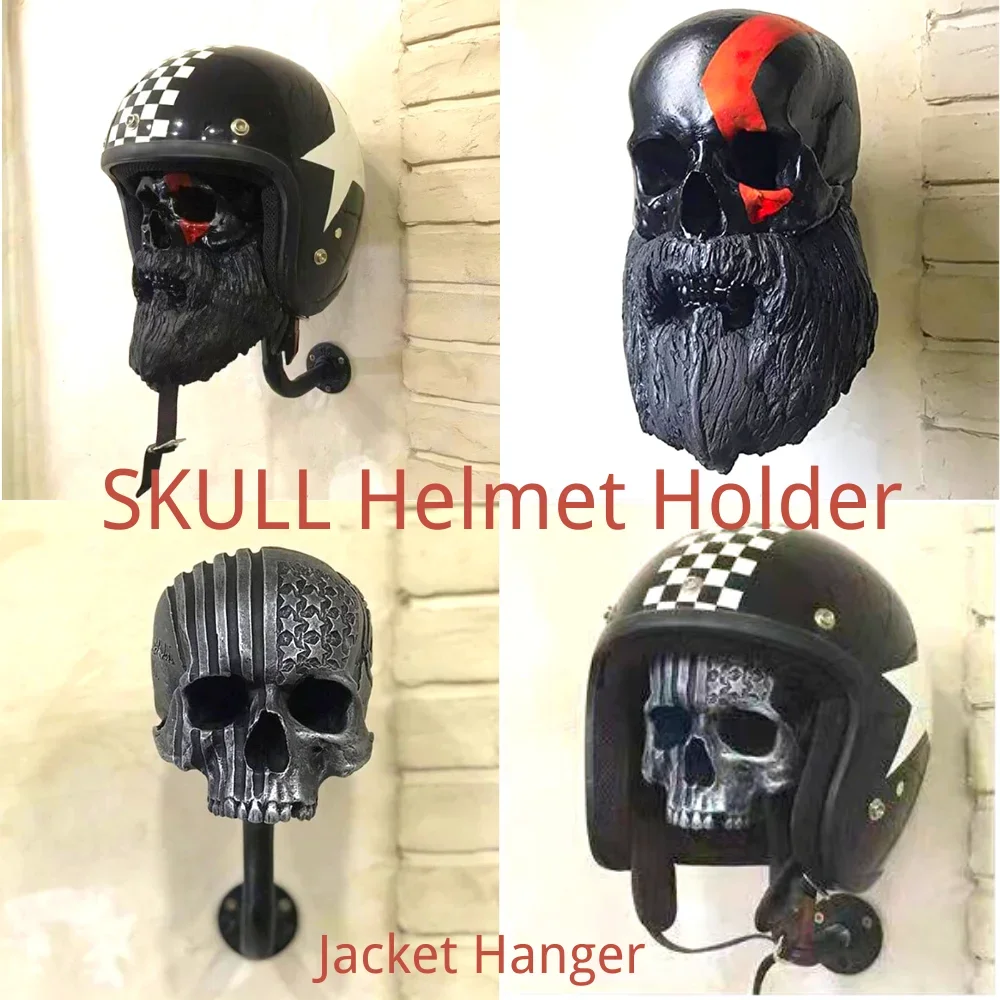 Creative Adult Motorcycle Helmet Holder Halloween skull Decoration Helmet rack Wall Mounted Helmet stand decor for Halloween