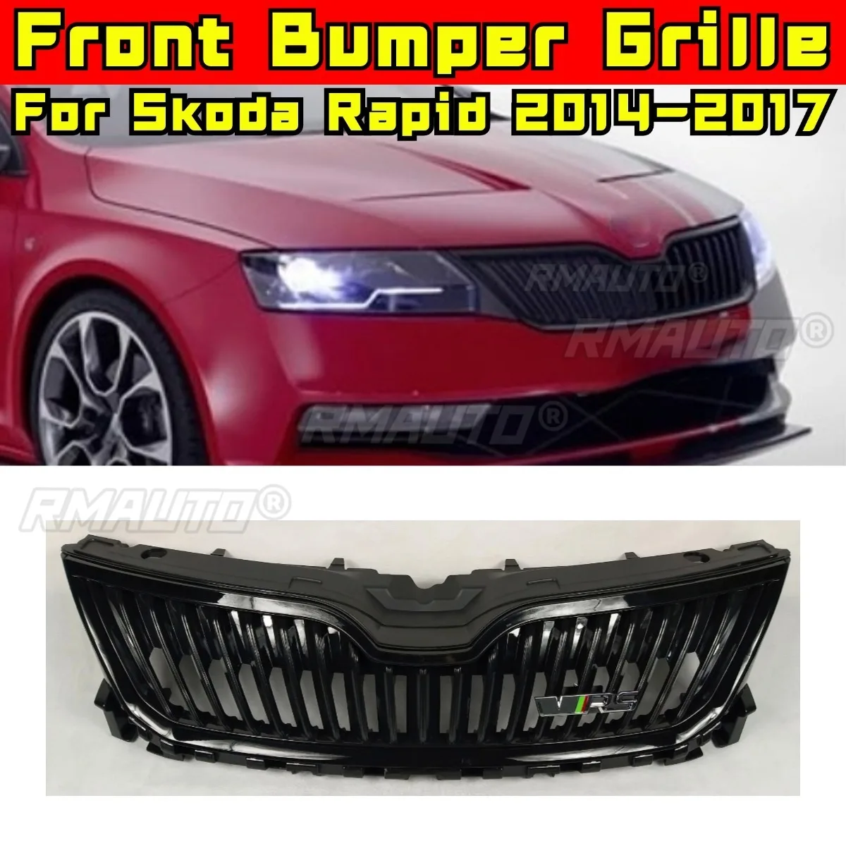 

Car Bumper Grill Decorative Strips Racing Grille Body Kit Front Bumper Grill For Skoda Rapid Spaceback 2014-2017 Exterior Part