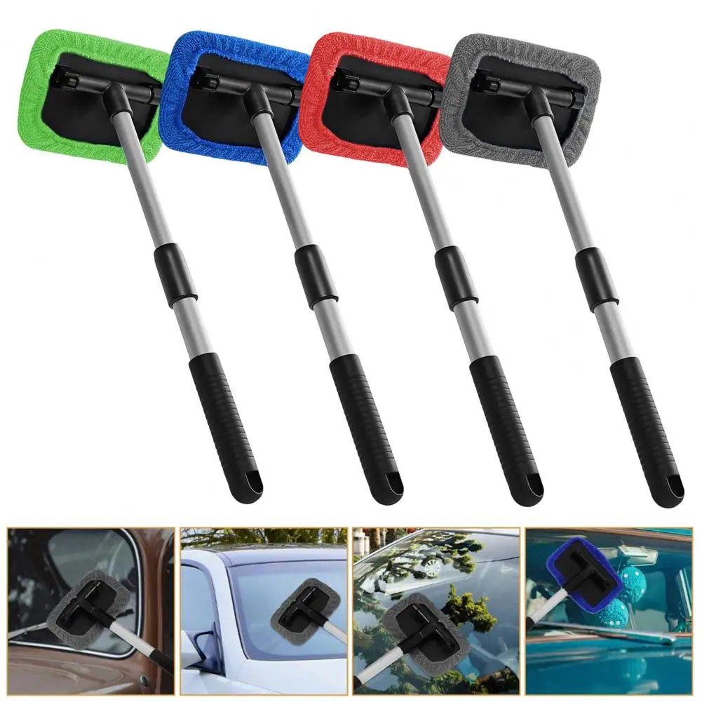 Auto Glass Brush Car Windshield Cleaner Tool with 180° Rotating Head Extendable Handle Window Duster Double Glass for Suvs