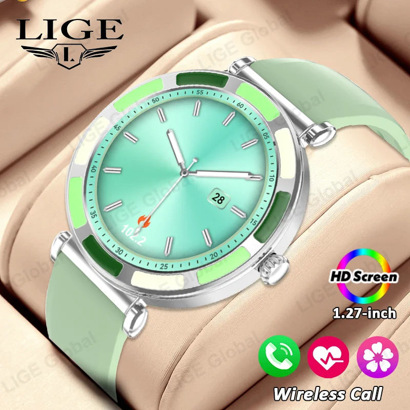 

LIGE 2025 новые женские умные часы женский монитор здоровья 1,27 "HD Bluetooth вызов пользовательские циферблаты умные часы женские для Xiaomi Huawei