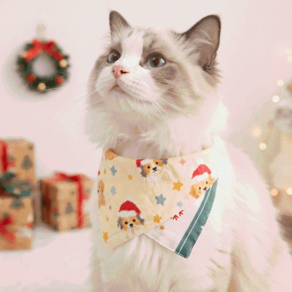 Red Green Christmas Pet Bandana Cartoon Pattern Adjustable Strap Cat Saliva Towel Lightweight Creative Design Dog Triangle Scarf