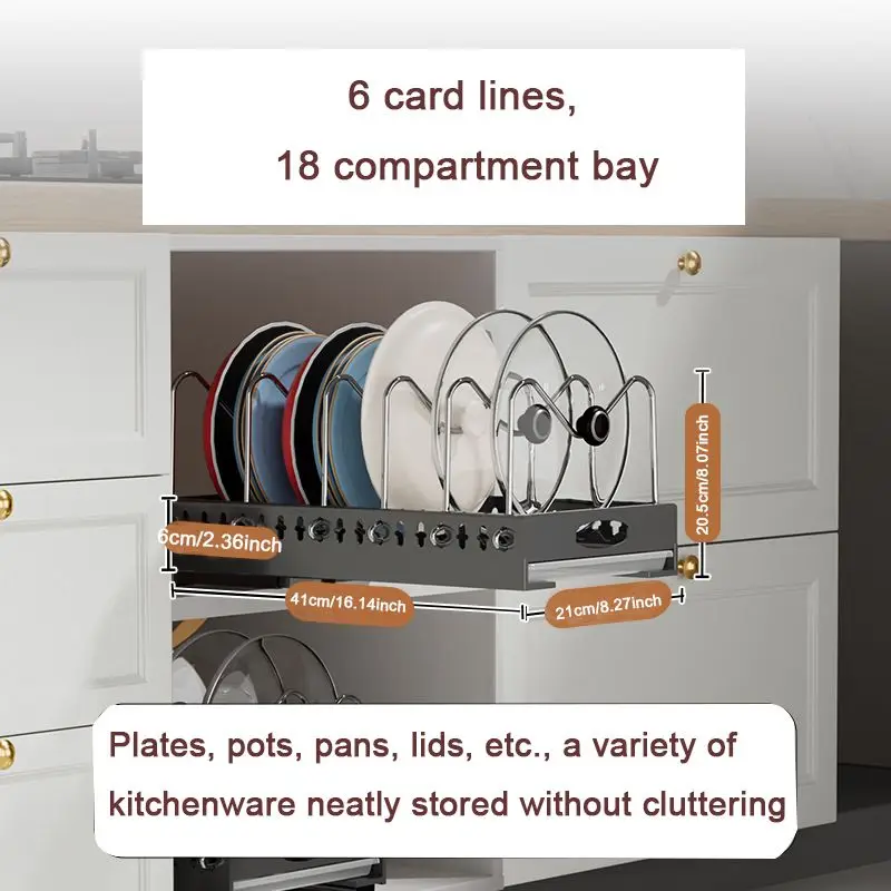 

Выдвижная подставка для крышек кастрюль и сковородок, встроенная в шкаф, с функцией слива воды.