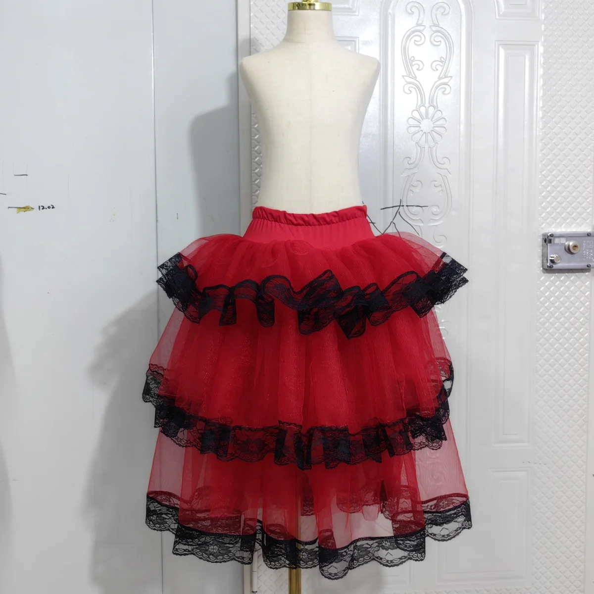 

Красная испанская юбка-пачка, половина для взрослых девочек, мягкие тюлевые костюмы для выступлений на животе