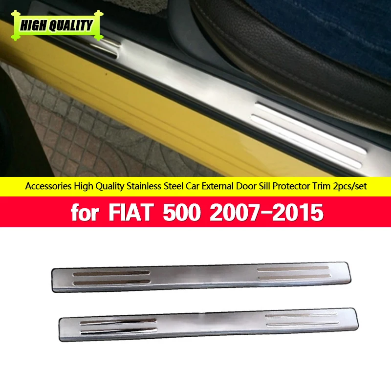 

for FIAT 500 2007-2015 Stainless Steel Scuff Plate Door Sill Pedal Cover 2pcs/Set Car Accessories 2008 2009 2010 2011 2012 2013