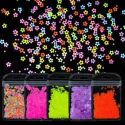 4mm Neon Flower Nail Sequins Fluorescence Sparkly Glitter Flakes Mixed Color Nails Art Slices Gel Polish Manicure 3D Decorations