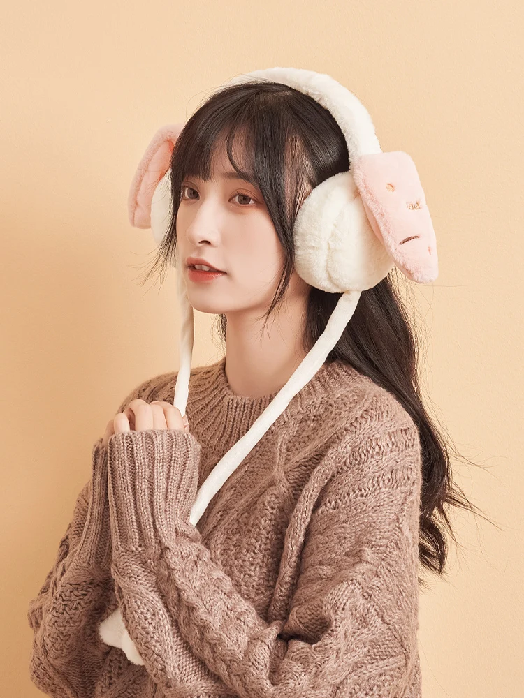 korean-style-cute-warm-moving-rabbit-ear-ear-muffs-winter-women's-popular-student-plush-ear-protection-anti-freeze-children's