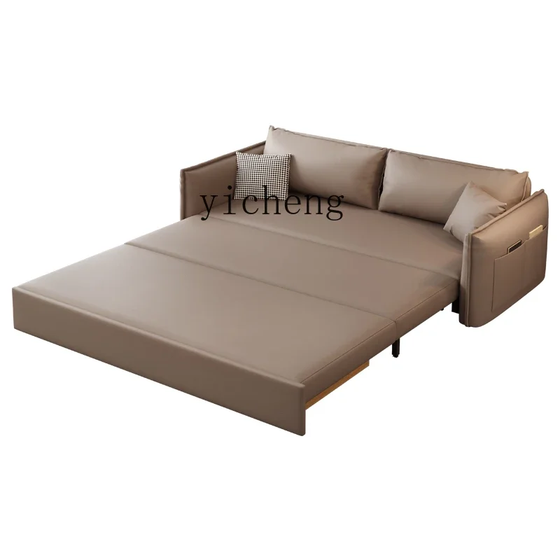 TQH wabi sabi cream wind sofa bed folding dual-purpose multi-functional living room double solid wood folding bed