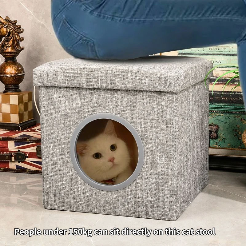 

Stools Cat Nest 4 Seasons Universal Closed Type Cat Shared Solid Wood Cat Rabbit House Warm Luxury Dog Nest Ottomans Furniture