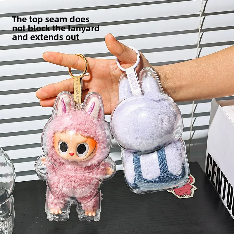 الكرتون LABUBU الوحش شفافة واقية قذيفة الدمى الملحقات الجيل الأول الدائمة الموقف الجيل الثاني غطاء وضعية الجلوس