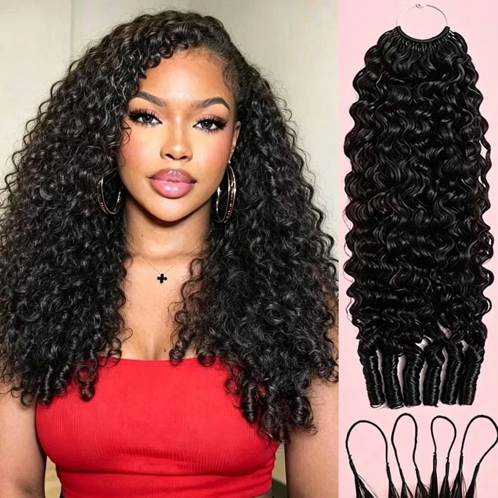 Burmese Curly Miracle Knots Crochet Human Hair 14-26 Inch Peruvian Hair Extensions 60g One Bulk And Braiding Hair 100% Human Hair Bundles Feather Crochet Human Hair For Women 1/2/3 Pieces ALIANNA Hair Reusable Pre-Separated Beginner Friendly Natural Black
