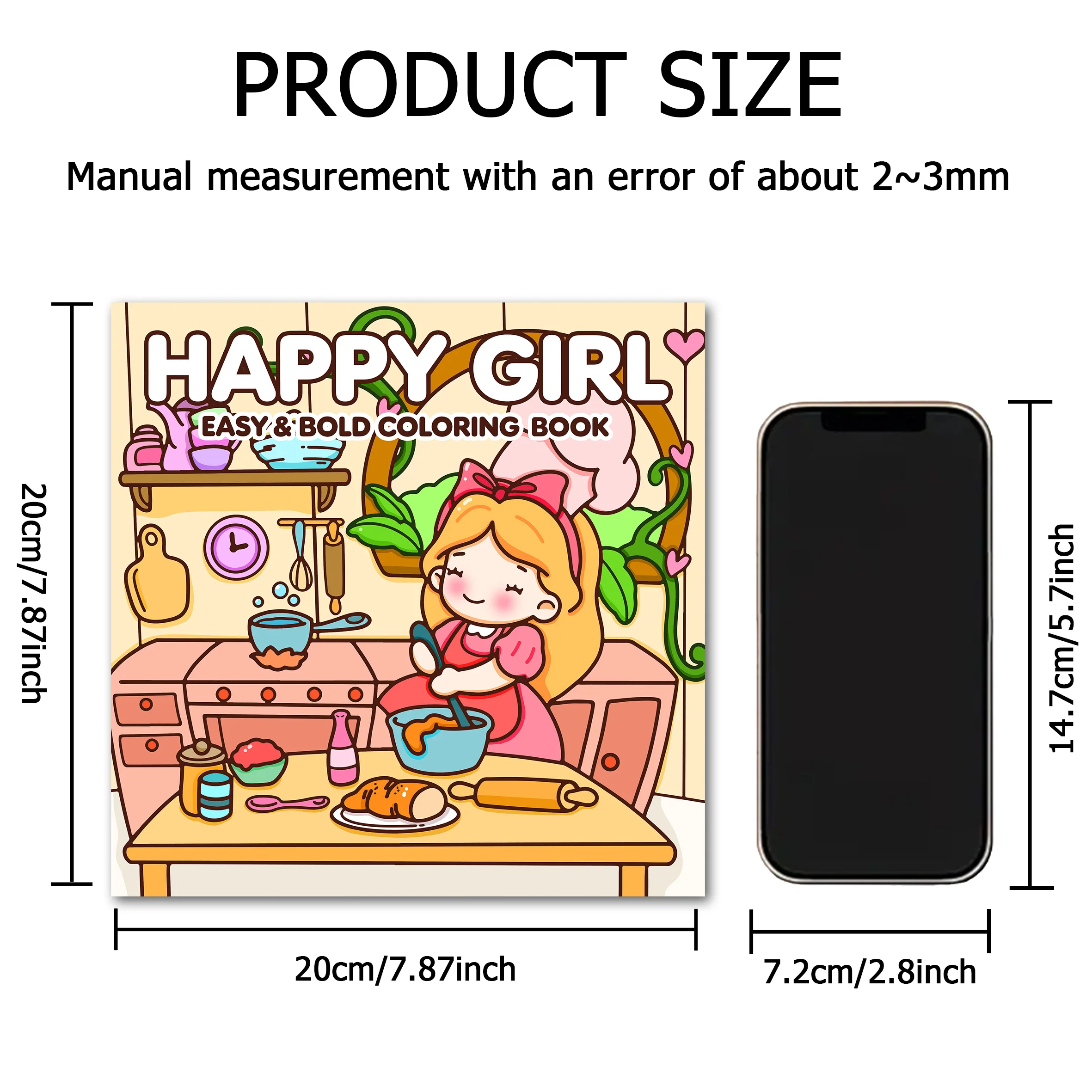 HAPPY GIRL Bold-easy Patterns Coloring Book for Adults Cute Drawing Book Perfect Gift for Party and Birthday