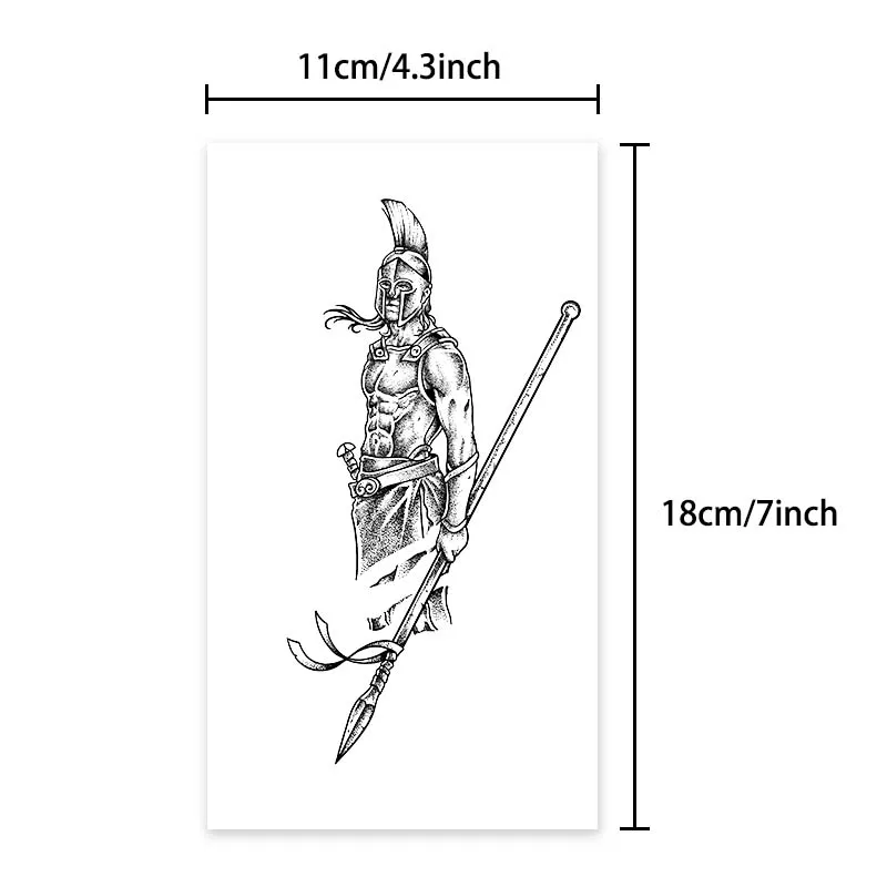 Long-lasting Waterproof One to Two Weeks Temporary Tattoo Stickers Spartan Warrior Pattern Simulated Fake Tattoo Arms and Legs