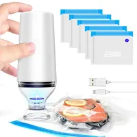 Electric Handheld Vacuum Sealer Pump Reusable Vacuum Food Storage Zipper Bags Set Portable USB Rechargeable Vacuum Food Sealers