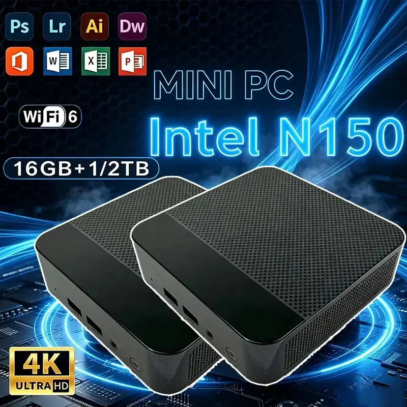 2026 NEW Mini PC Gamer Computer Windows 11 Intel N150 32GB RAM 1/2TB SSD FHD Bluetooth WiFi6 TYPE-C Gaming Office 4K HDMI